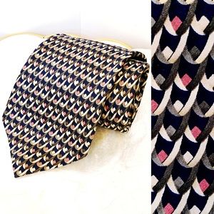 Stonehenge VTG Black Pink Handmade Silk Tie